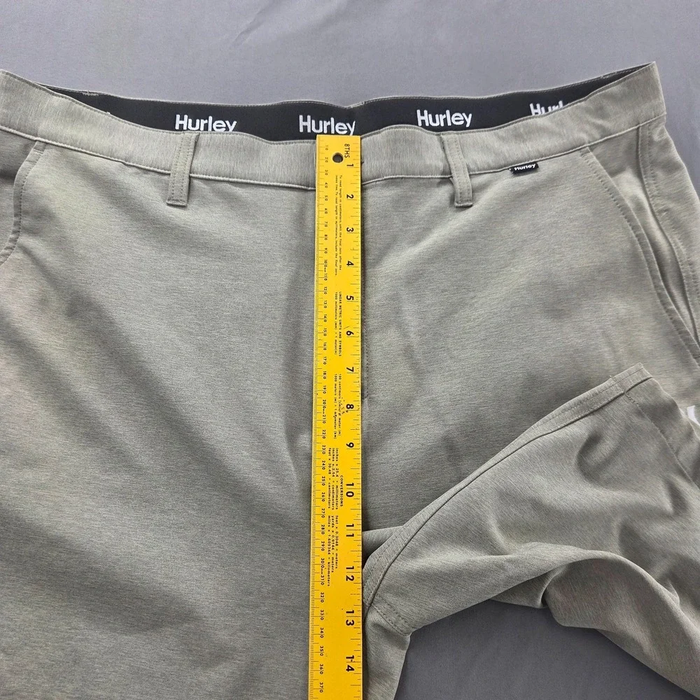 Hurley Mens 38 Gray Green Hybrid Flat Front Bermuda Shorts